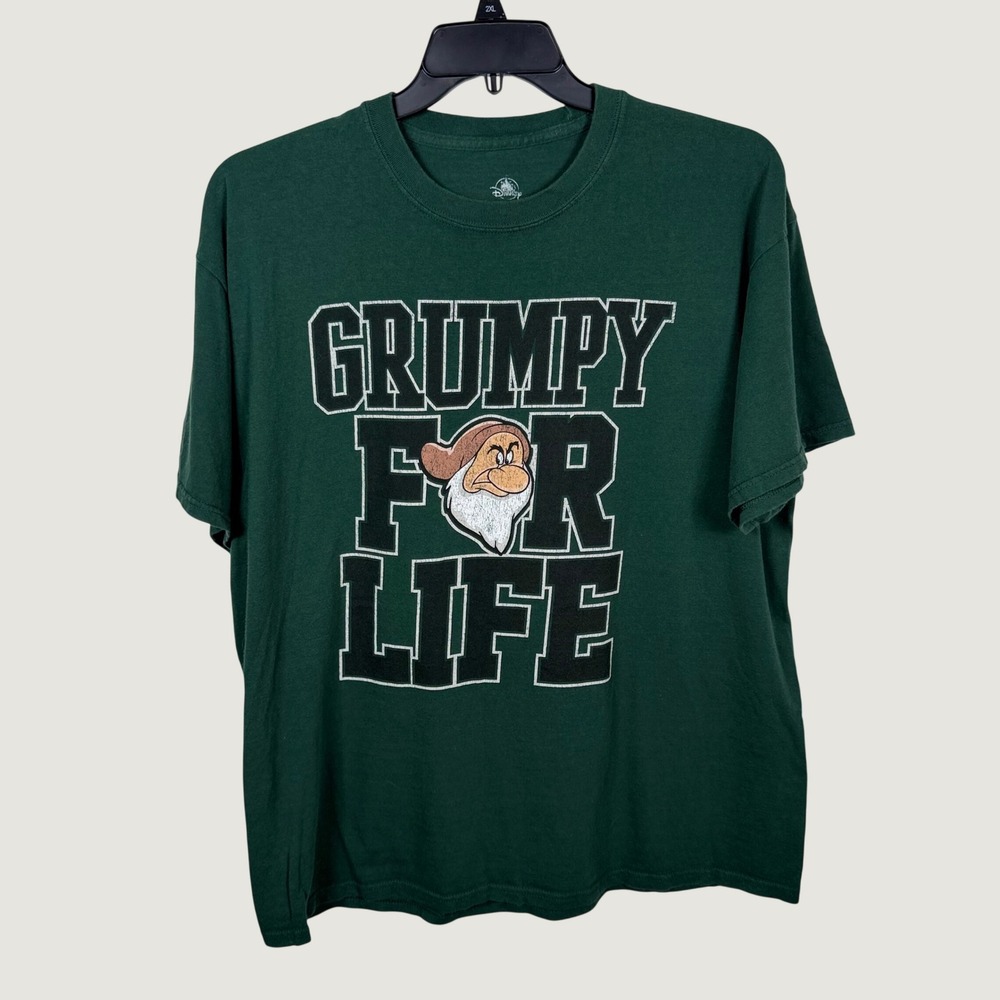 Disney Snow White Grumpy For Life Mens XL Graphic T-Shirt Green Cotton